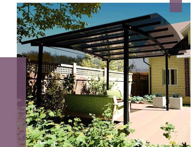 Навесы для террасы в Кызыле от 13223 руб. под ключ | ПРОЛЁТ-Кзл