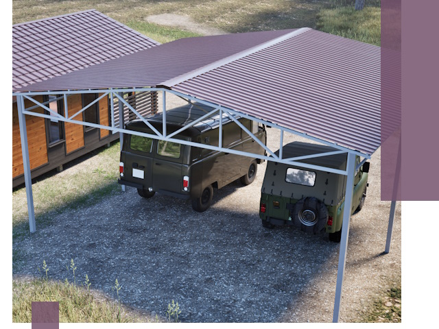 Двускатные навесы под ключ в Кызыле — изготовление и монтаж